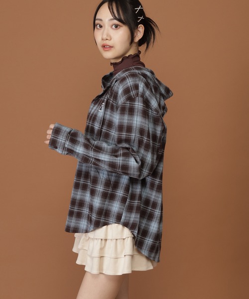 3.3 FIELD TRIP ブラウス シャツ 「UNISEX」ALAND／チェックフード長袖 