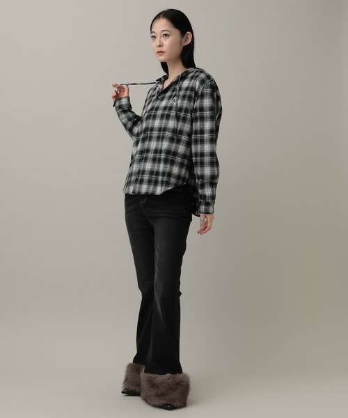 3.3 FIELD TRIP ブラウス シャツ 「UNISEX」ALAND／チェックフード長袖
