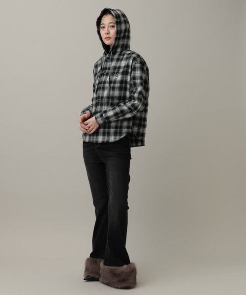 3.3 FIELD TRIP ブラウス シャツ 「UNISEX」ALAND／チェックフード長袖