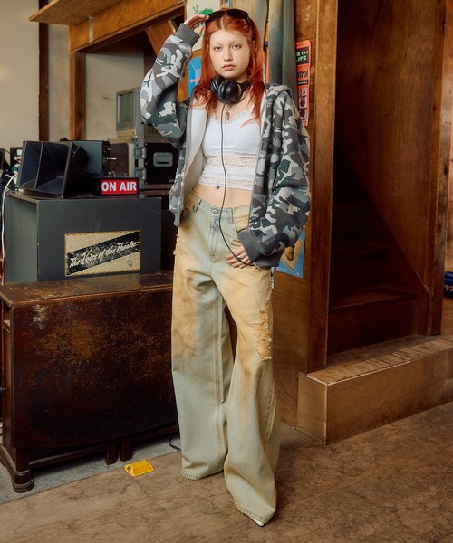 aclent ダーティクラッシュJ/Wルーズデニムパンツ ACLENT（アクレント） ジーンズ デニム デニムパンツ ダーティ