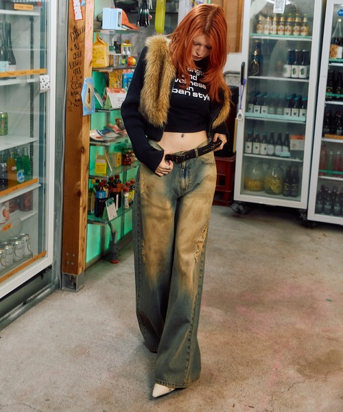 【今週限定早い者勝ち‼️】aclent ダーティクラッシュJ/Wルーズデニムパンツ ACLENT（アクレント） ジーンズ デニム デニムパンツ ダーティ