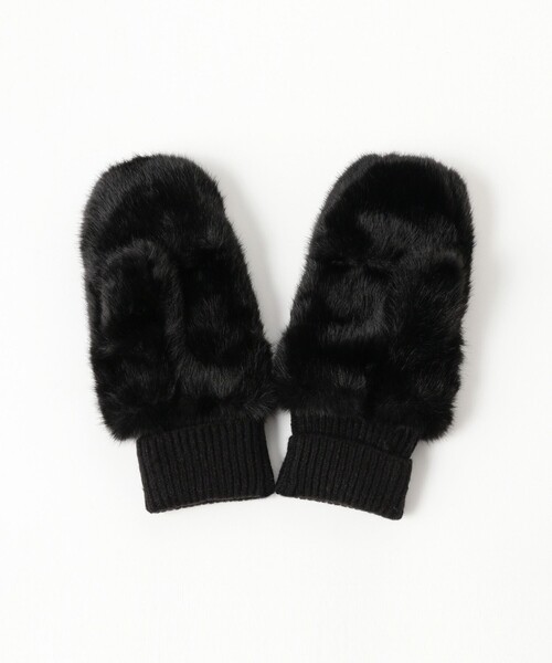 グレースコンチネンタル　フェイクファーミトン　黒 LOU ANDREA フェイクファーミトン / GRACE CONTINENTAL | GRACE