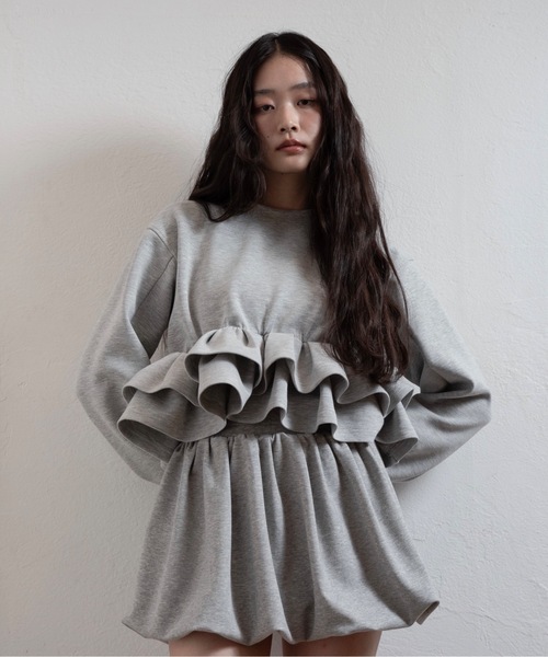 I_am（アイアム） トレーナー スウェット frill hem bonding sweat