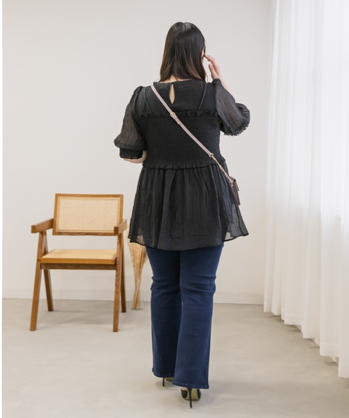 「CLETTE」 半袖チュニック 4L クリーム レディース_画像4
