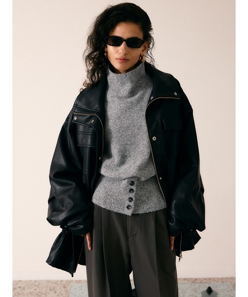 Henon. ブルゾン アウター GATHERING OVER BLOUSON レディース