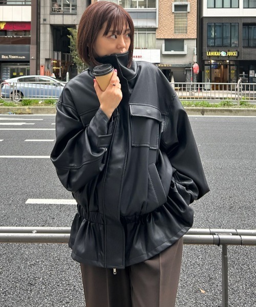 ジャケット・アウター Henon.GATHERING OVER BLOUSON Henon. ブルゾン アウター GATHERING OVER BLOUSON レディース