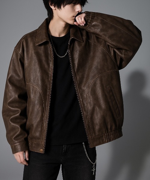 VIBGYOR ブルゾン アウター 「Korea Select」 ウォッシュドフェイク