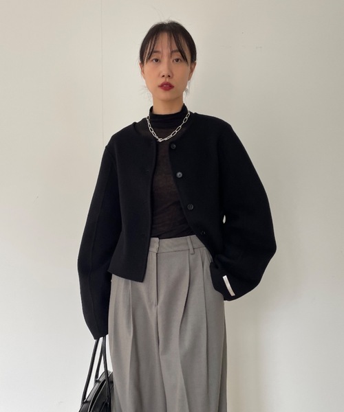 即購入◎ Didot.showroom ノーカラーウールジャケット コート Didot.showroom ジャケット ノーカラージャケット 「DIDOT.」ノー