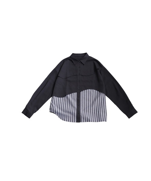 「antiqua」 長袖シャツ ONESIZE ブラック レディース_画像3