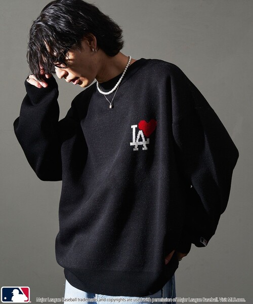 「MLB」 長袖ニット SMALL ブラック系その他 メンズ_画像4