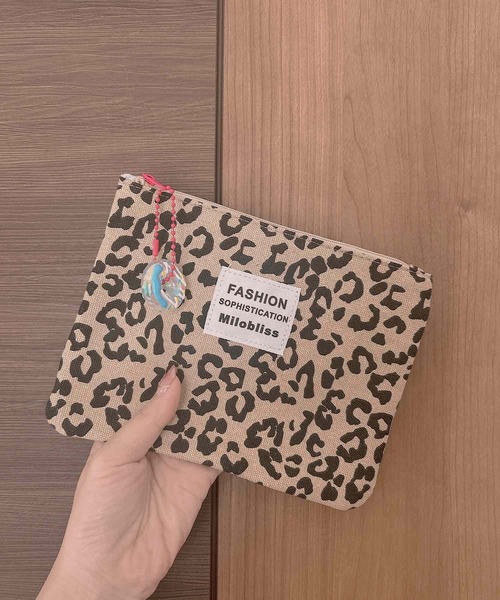 Mignonjour ポーチ Mignonjour/チャーム付きヒョウ柄ミニポーチ M2882