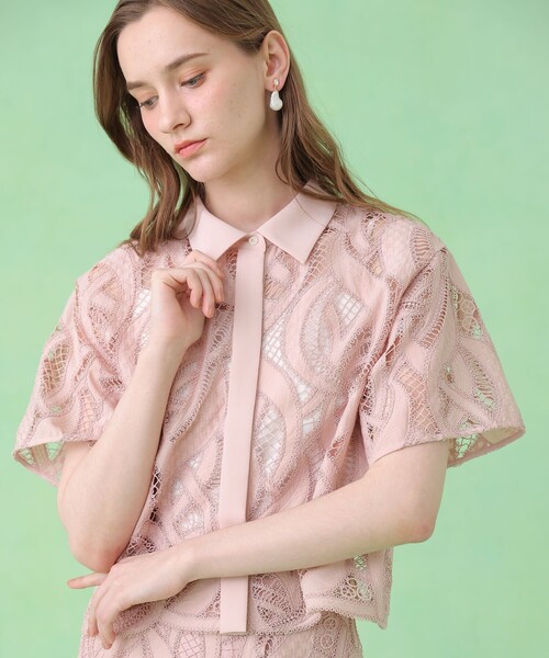 monaco★新品未使用★ANAYI 花柄刺繍 半袖ブラウス 38号 ANAYI（アナイ） ブラウス シャツ リーフコード刺繍半袖 ブラウス