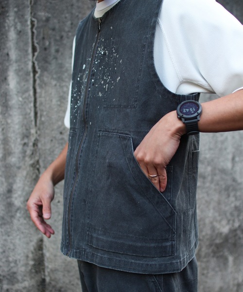 スノーピーク ダークグレー ベスト クリーニング済 おしゃれ snow peak（スノーピーク） ベスト ジレ Snow Peak / Sulfur Dyed Fade