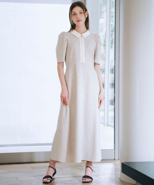 美品✨️フォクシー フレアワンピース フロントジップ ダブルジップ ベージュ 38 美品 FOXEY NEW YORK フォクシーニューヨーク ドレス フレアワンピース
