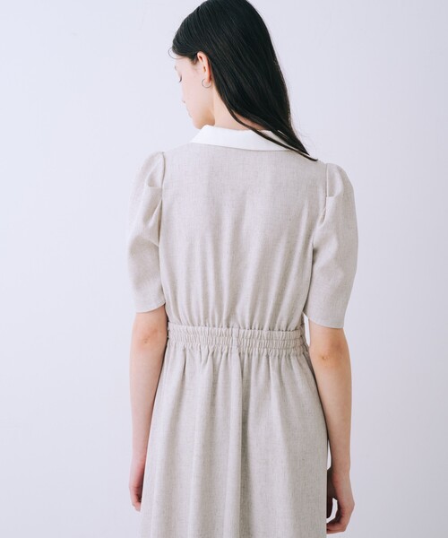 SELFIST（セルフィスト） ワンピース 半袖 衿配色フロントジップフレア