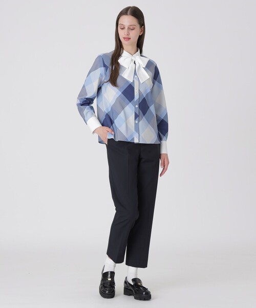 美品 人気 ブルーレーベル クレストブリッジ チェック 2way ブラウス BLUE LABEL CRESTBRIDGE（ブルーレーベルクレストブリッジ） ブラウス