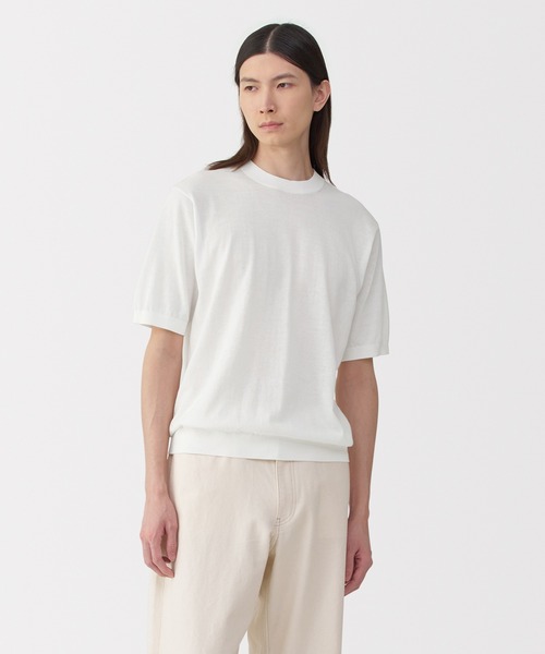 「MUJI Labo」 半袖ニット M オフホワイト メンズ_画像2
