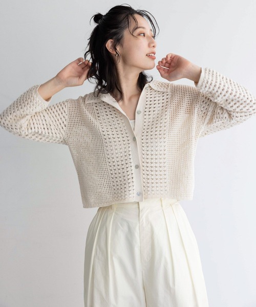 「LOWRYS FARM」 ニットカーディガン FREE アイボリー レディース_画像5