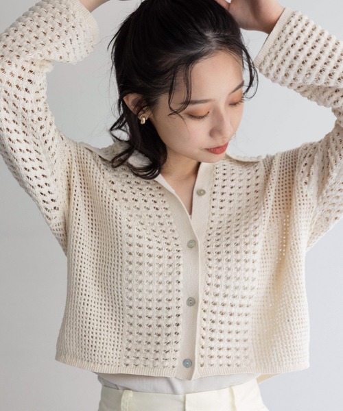 「LOWRYS FARM」 ニットカーディガン FREE アイボリー レディース_画像6