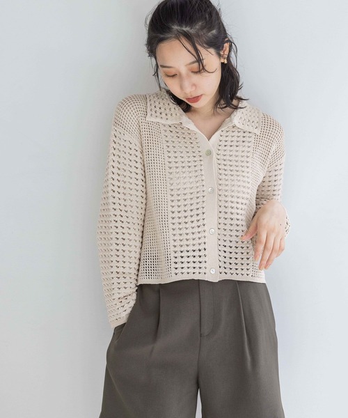 「LOWRYS FARM」 ニットカーディガン FREE アイボリー レディース_画像8