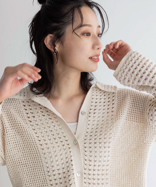 「LOWRYS FARM」 ニットカーディガン FREE アイボリー レディース_画像9