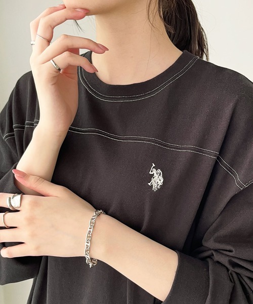 「U.S. POLO ASSN.」 長袖ワンピース MEDIUM ネイビー レディース_画像2