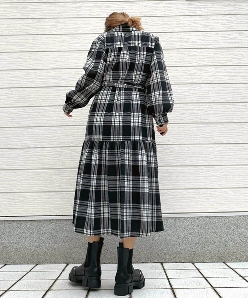 「Q」 シャツワンピース MEDIUM オレンジ系その他 レディース_画像7