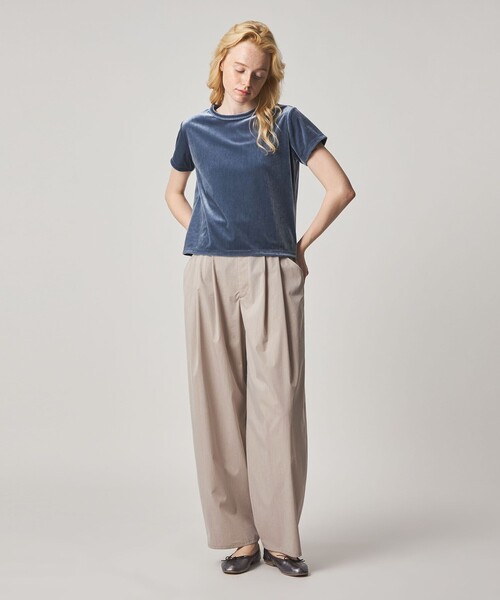 ワイドパンツ スラックス パンツ 「Steven Alan」TC タフタ タック トラウザーズ レディースの画像