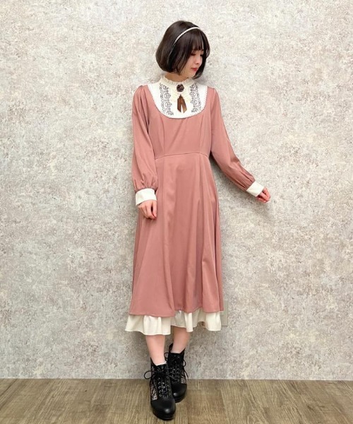 axes femme（アクシーズ ファム） 長袖ワンピース FREE オレンジ
