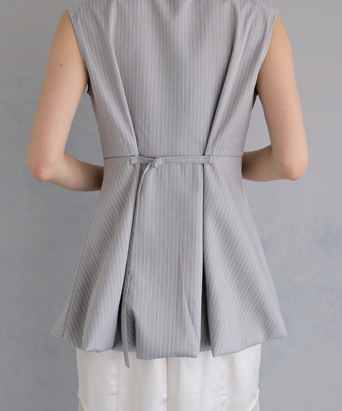ブラウス シャツ 夏 「＆ｇ'aime 」ノースリーブストライプペプラムシャツ　Sleeveless Striped Peplum Shirt レディース | &g'aime | 11