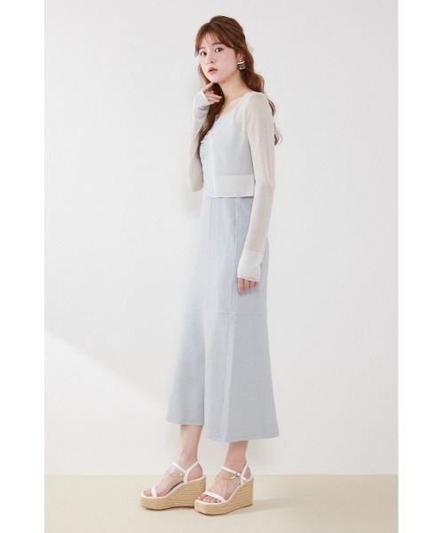 美品✨21SS フォクシー ビジューボタン ✨6.1万 春夏シアーカーディガン rienda（リエンダ） カーディガン ビジューボタンシアーカーディガン