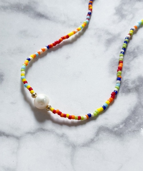 カラフルビーズネックレス2点セット yu-ka ネックレス YU-KA:カラフルビーズネックレス Colorful bead