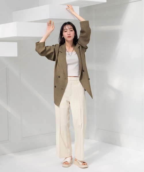 「LOWRYS FARM」 スラックス MEDIUM アイボリー レディース_画像4
