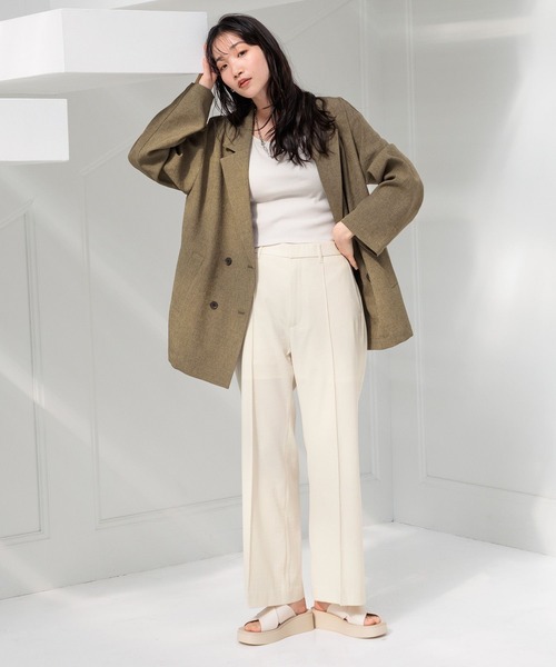 「LOWRYS FARM」 スラックス MEDIUM アイボリー レディース_画像7