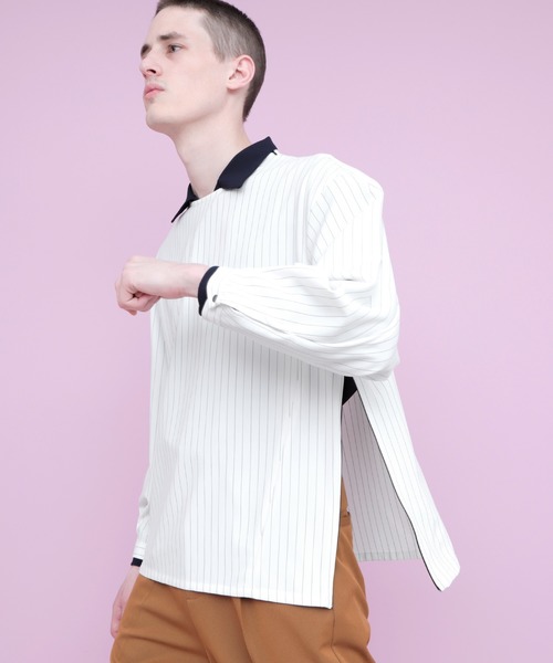 激安大特価2022 シャツ ZOZOTOWN PayPayモール店 - 通販 - PayPayモール ブラウス ショルダーZIP ストライプ プルオーバーシャツ 再入荷国産