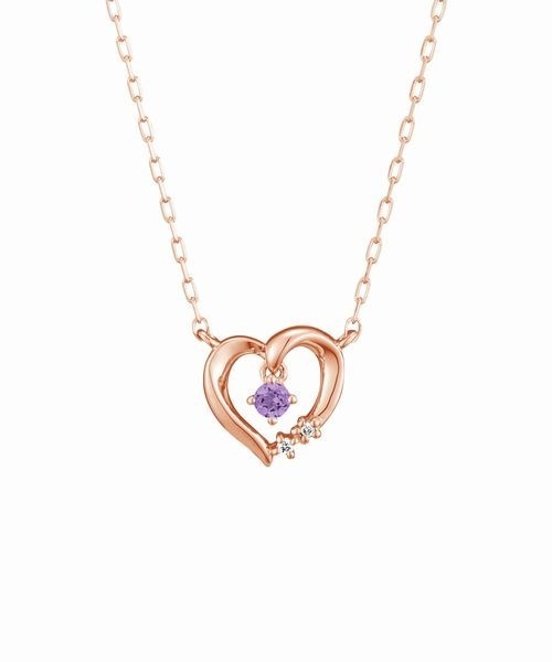 4℃（ヨンドシー） ネックレス 「2月誕生石」K10ピンクゴールド ハート 