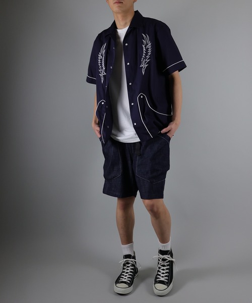 NUMBER (N)INE シャツ S/S EMBROIDERED COTTON SHIRT / 刺繍モチーフ