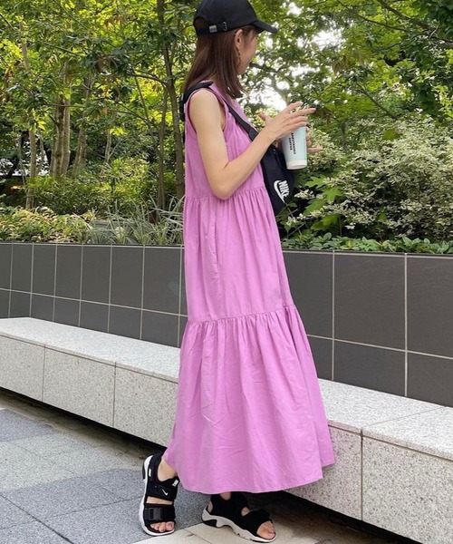andme（アンドミー） ワンピース 夏 ノースリーブティアードワンピース
