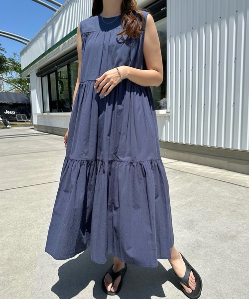 andme（アンドミー） ワンピース 夏 ノースリーブティアードワンピース 