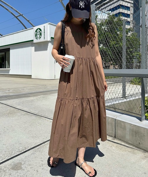 andme（アンドミー） ワンピース ノースリーブティアードワンピース