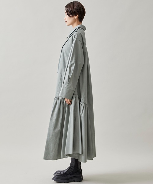 ドレス 【RUMCHE/(ラム・シェ)】ニットボンディングシャツワンピース 