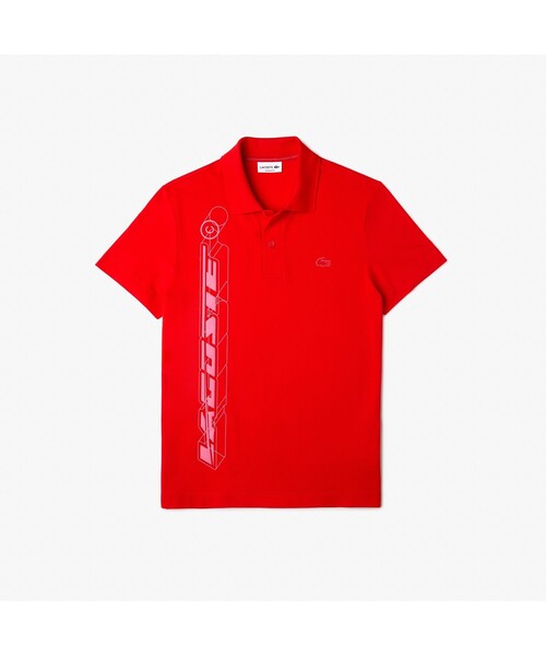 LACOSTE ポロシャツ 3Dグラフィックプリントポロシャツ メンズ