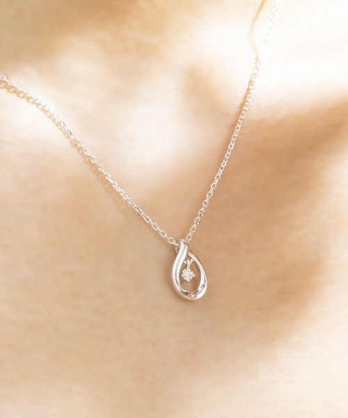 4℃*変色しにくいシルバー ネックレス*しずく型 4℃ ネックレス 「4月誕生石」4℃エターナルシルバー しずく