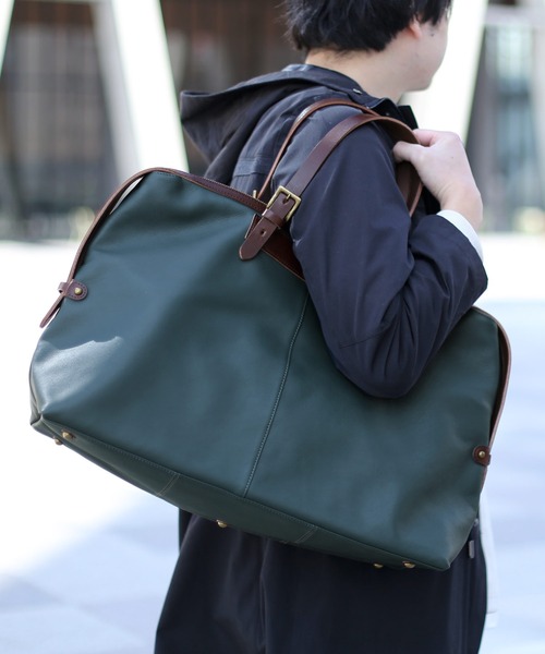 PIC HALEINE ボストンバッグ 牛革 ヌメ革 レザー ブラック HALEINE（アレンヌ） ボストンバッグ 「HALEINE」牛革 ＆ヌメ革レザー