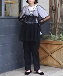 お洒落 カシュクール シャツワンピース チュール パーティー FREAK'S STORE ブラウス シャツ チュール パフ カシュクール