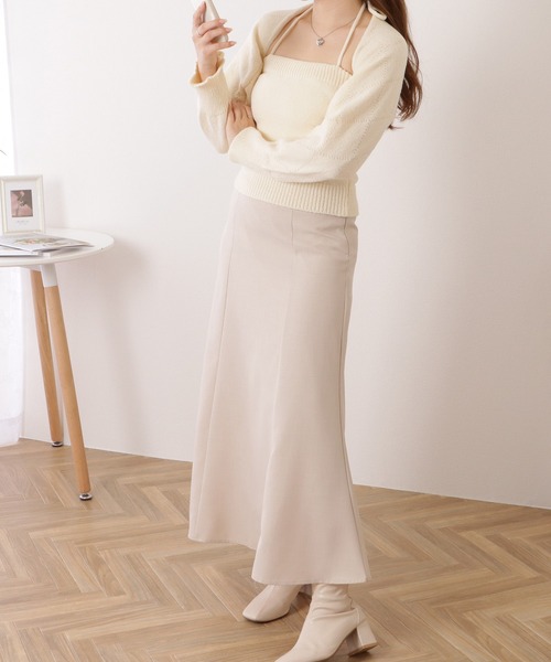 Lace Ladies アンサンブル ニットキャミ×ボレロトップス