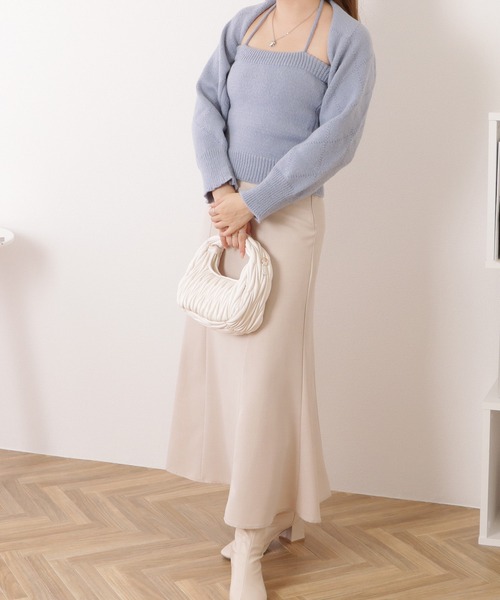 Lace Ladies アンサンブル ニットキャミ×ボレロトップス