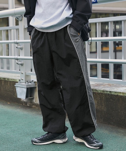 UNBIND アウトドアパンツ L 黒　ナイロン LINEN/COTTON HERRINGBONE ZIGZAG CUT-OUT PANTS – THE SHOP