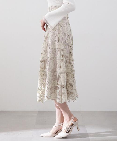 スカート フラワーカットワークフレアスカート / 1214120201  