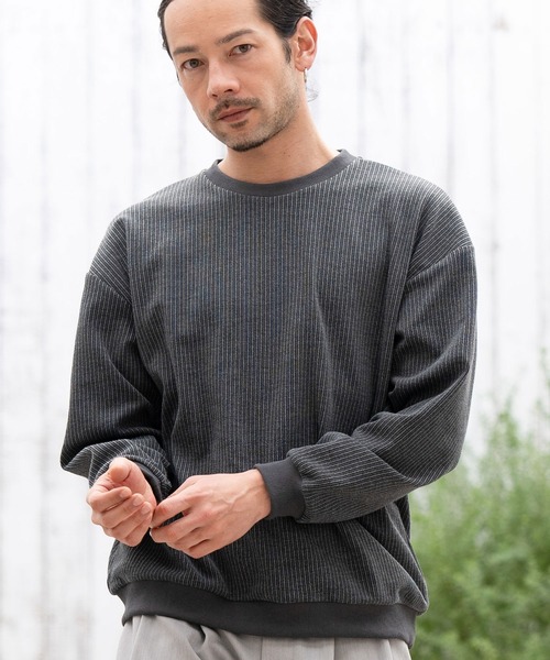 CAMBIO（カンビオ） tシャツ mlt4637- ストライプ柄ジャガードプル